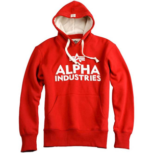 Alpha Industries Mikina  Foam Print Hoody červená | bílá 3XL
