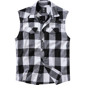 Brandit Košile Checkshirt Sleeveless bílá | černá 3XL