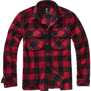 Brandit Košile Jeff Fleece Shirt Long Sleeve červená | černá 3XL