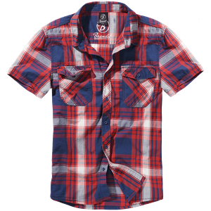 Brandit Košile Roadstar Shirt 1/2 červená | modrá | bílá L